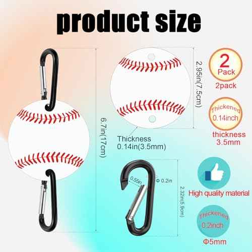 2 Pack Baseball Bag Fence Hooks ? Thick Fence Clips with Writable Acrylic Plates ? Dugout Organizer for Baseball Gear, Backpacks, Helmets, Bottles, Great Gift for Players & Friends