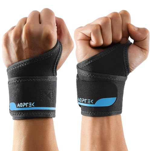 AGPTEK 2 Pack Wrist Hand Brace for Mild Carpal Tunnel Syndrome Arthritis Tendonitis Pain Relief, Adjustable Wrist Support for Weightlifting, Gym, Wrok, Sports, Daily Use-1 Pair