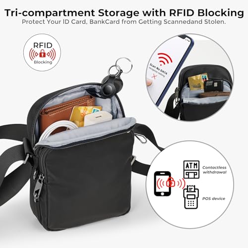 Crossbody Bag Sling Bag for Men Women Anti Theft RFID, Small Shoulder Chest Bags with Zipper Lock