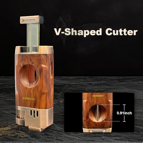 All-in-One Windproof Outdoor Lighter with Dual Jet Flame Built-in Cutter, Butane Refillable and Flames Adjustable, Visible Gas Tank, Portable for Travel, Candle Lovers, Box Included