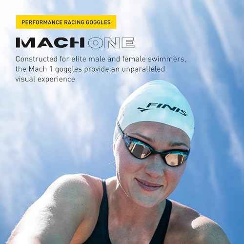 FINIS Mach 1 Low-Profile Racing Goggles With Carry Bag - 5 Nose Pieces - Swim Cap - Titanium