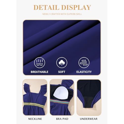 Eytino Plus Size Tankini Swimsuits for Women Colorblock Two Piece Tankini Top with Bikini Bottoms Swimwear(1X-5X)