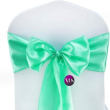 VDS Satin Chair Sashes Chair Cover Back Tie Sateen Bows Ribbon for Wedding Birthday Graduation Engagement Ceremony Event Party Banquet Venue Hotel All Dining Chair Decoration (150PC) (Mint)