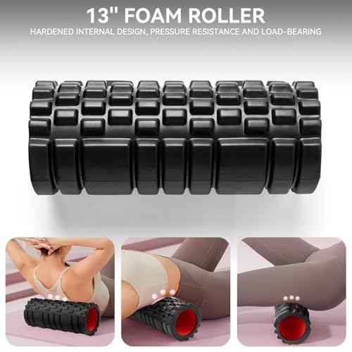 Foam Roller for Deep Tissue Massager, 13" High Density Exercise Patented Roller for Muscle Massage and Myofascial Trigger Point Release Back Roller for Fitness, Yoga and Pilates (Black)