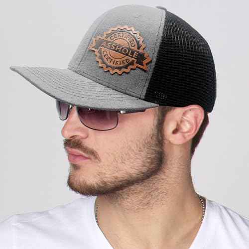 Certified Asshole Leather Patch Hat Adjustable Baseball Caps Trucker Hats Unisex Hats for Women Men