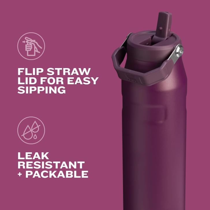 Stanley IceFlow 2.0 Water Bottle - 50 OZ Insulated Stainless Steel | Lightweight, Leak-Resistant, BPA-Free | Tigerlily Plum