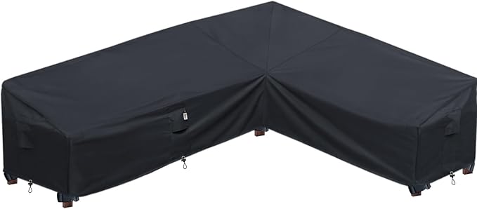 Patio Furniture Covers, Waterproof Outdoor Sectional Cover, 600D PU Outdoor Furniture Sofa Covers 120" x 90" L Shaped Oudoor Couch Cover, V-Shape Lawn Outside Protector - Right Facing