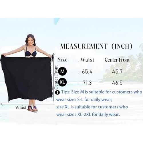 AI'MAGE Sarong Wraps for Women Long Beach Swimsuit Cover Up Swimwear Pareo with Tassels Bikini Skirt Coverup for Bathing Suit