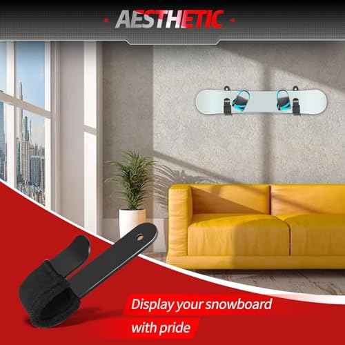 Snowboard Wall Mount Clips, Neoprene Diving Materia Buffer Protection,Horizontal Skateboard Wall Mount,Snowboard Display Stand for Room, Garage