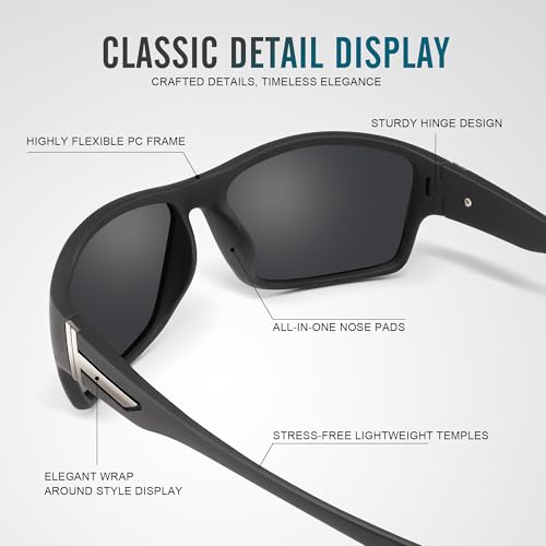 DEMIKOS 3 Pack Polarized Running Sunglasses Men:Wrap Around Sports Sun Glasses for Womens Sunglasses for Fishing