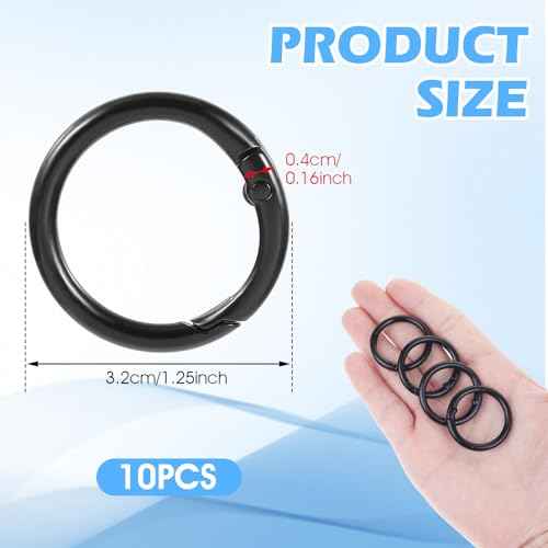 10pcs 1 Inch Trigger Spring O Rings, Round Carabiner Clips Snap Metal Spring O Rings Clip Keychain, Purse Shoulder Bag Chain Ring Clip Replacement for Keyrings Buckle, Bags,Purses