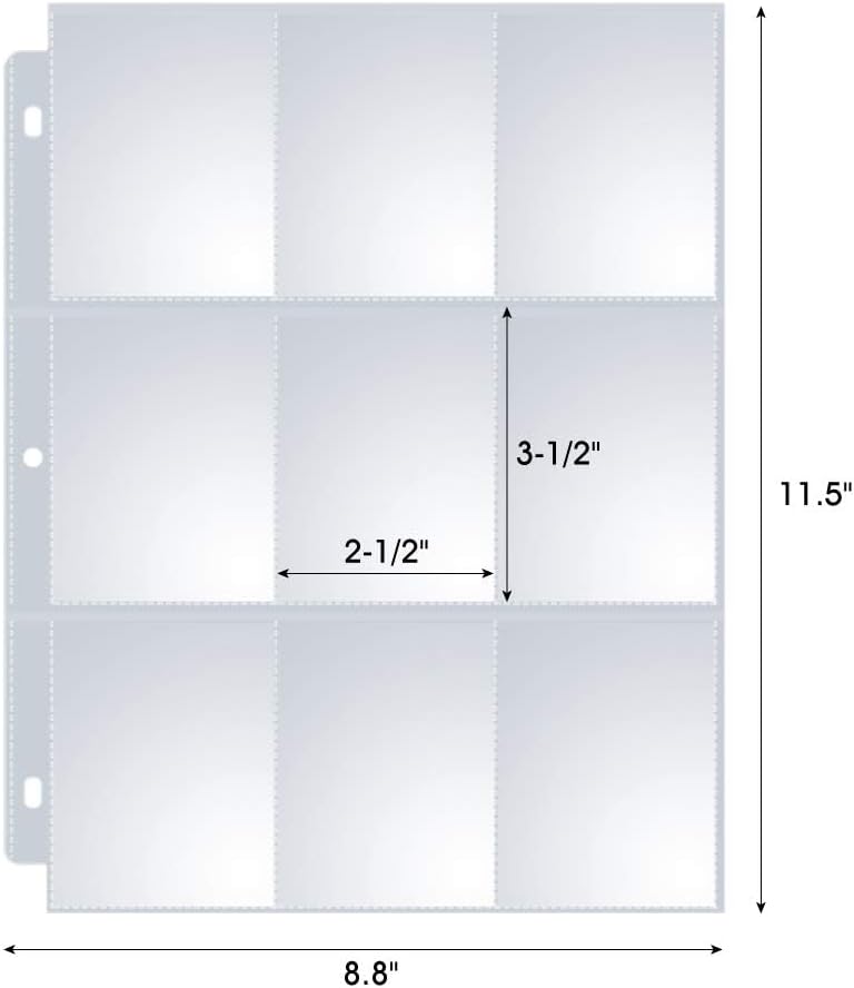Sooez 9 Pocket Page Protectors - 400 Pack Trading Card Sleeves for 3 Ring Binders | Ideal for Sports & Collectibles