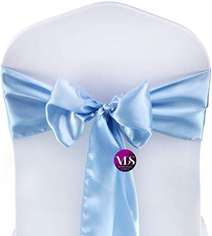 VDS Satin Chair Sashes Chair Cover Back Tie Sateen Bows Ribbon for Wedding Birthday Graduation Engagement Ceremony Event Party Banquet Venue Hotel All Dining Chair Decoration (25PC) (Baby Blue)
