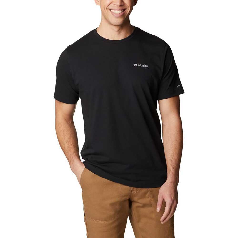 Columbia Men's Thistletown Hills Graphic Short Sleeve, Mango Heather/Hikers Graphic, 4X Tall