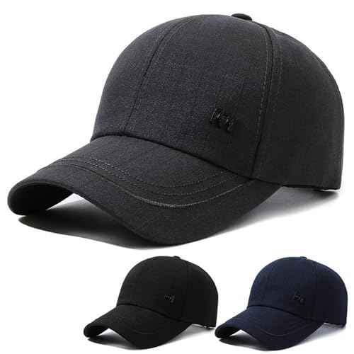 Men's Striped Vintage M Baseball Cap Cotton Trucker Hats Structured Golf Caps Adjustable Low Profile Dad Hat