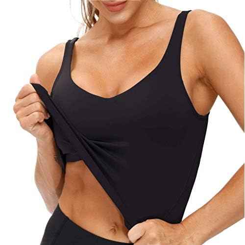 THE GYM PEOPLE Womens' Sports Bra Longline Wirefree Padded with Medium Support