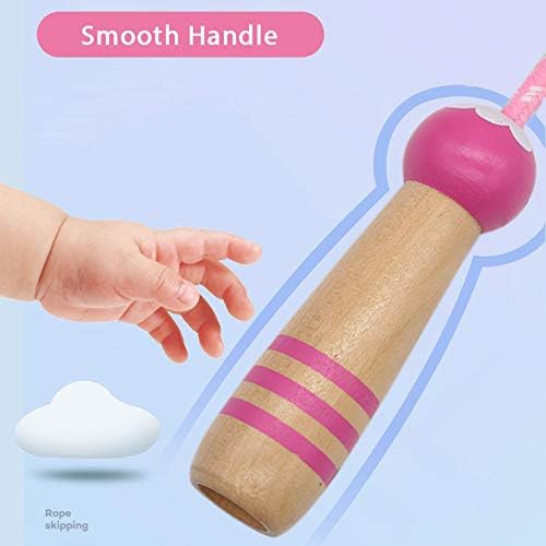 Jump Rope Kids, 7ft Adjustable Cotton Skipping Rope with Wooden Handle for Boys and Girls Fitness Outdoor Exercise