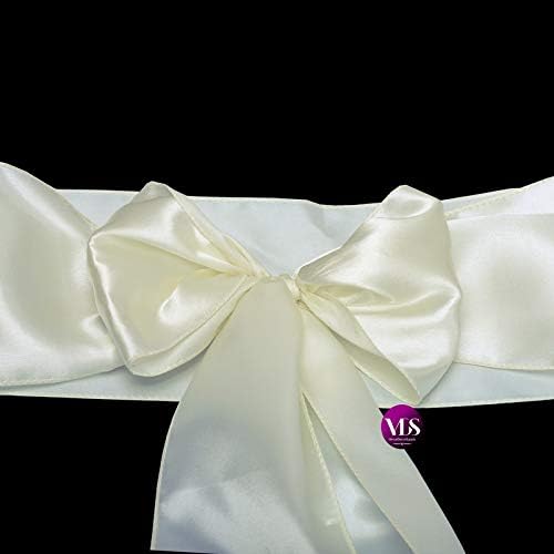 VDS Satin Chair Sashes Chair Cover Back Tie Sateen Bows Ribbon for Wedding Birthday Graduation Engagement Ceremony Event Party Banquet Venue Hotel All Dining Chair Decoration (150PC) (Ivory)