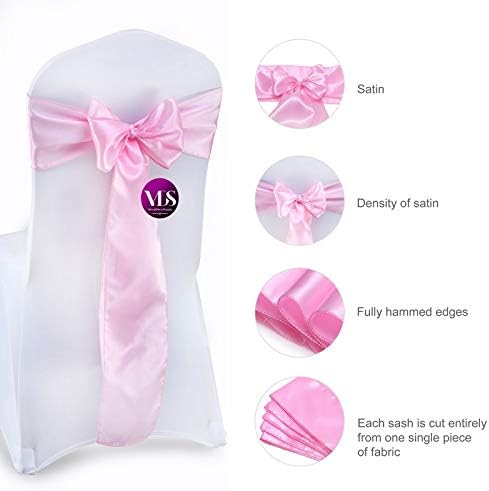 VDS Satin Chair Sashes Chair Cover Back Tie Sateen Bows Ribbon for Wedding Birthday Graduation Engagement Ceremony Event Party Banquet Venue Hotel All Dining Chair Decoration (300PC) (Pink)