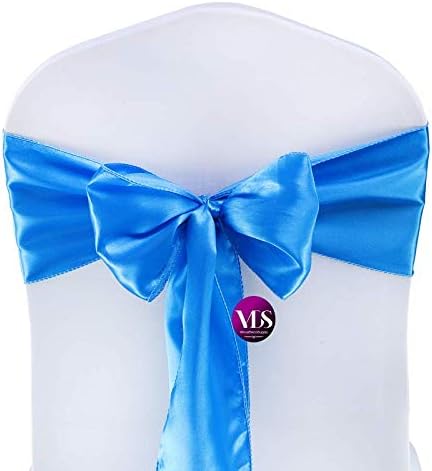 VDS Satin Chair Sashes Chair Cover Back Tie Sateen Bows Ribbon for Wedding Birthday Graduation Engagement Ceremony Event Party Banquet Venue Hotel All Dining Chair Decoration (150PC) (Blue)