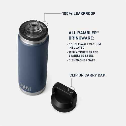 YETI Rambler 26 oz Bottle, Vacuum Insulated, Leakproof, Stainless Steel with Chug Cap