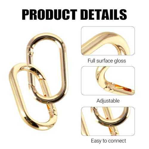 8 Pcs Gold Keychain Clip Screw Carabiner O-Type Screw Lock Keychain, Brass Carabiner Unisex, Suitable for Car Keys, Handbags, Wallets (Gold)