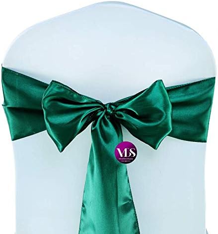 VDS Satin Chair Sashes Chair Cover Back Tie Sateen Bows Ribbon for Wedding Birthday Graduation Engagement Ceremony Event Party Banquet Venue Hotel All Dining Chair Decoration (50PC) (Emerald Green)