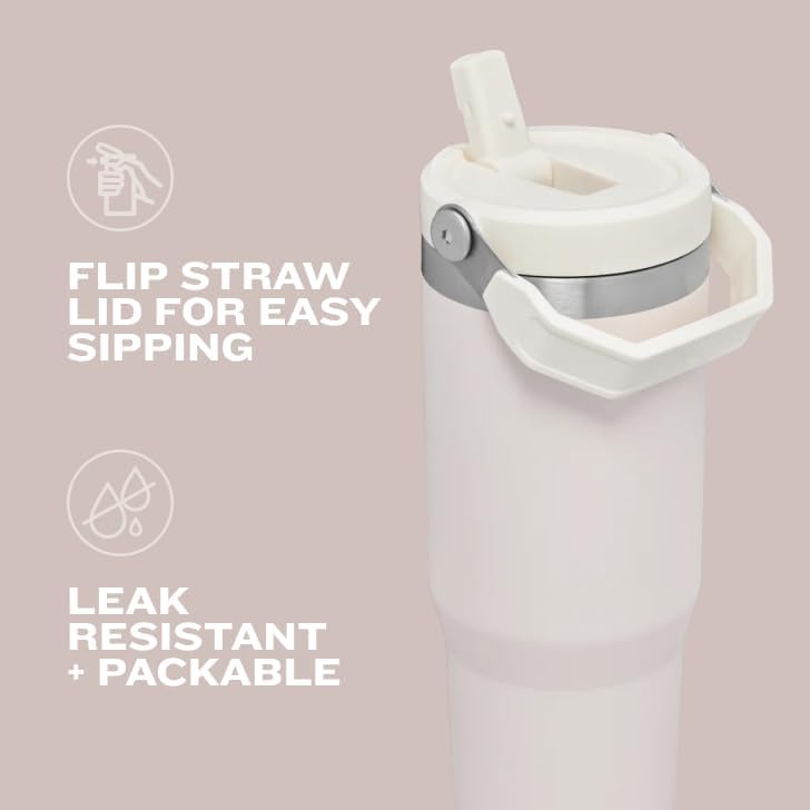 STANLEY IceFlow 2.0 Tumbler - 40 oz Insulated Stainless Steel Water Bottle | Leak Resistant | Rose Quartz