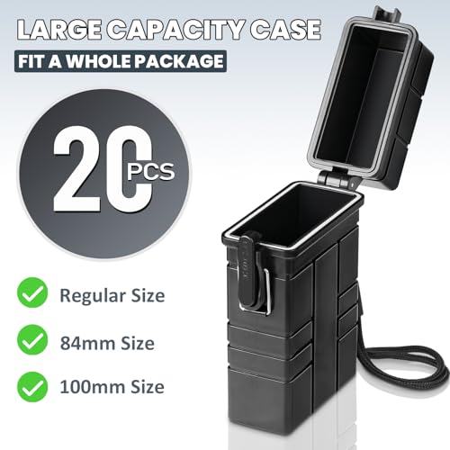Waterproof Case, Airtight Holder Case for Whole Package 20pcs 84-100mm Size, EDC Survival Container for Fishing Kit, Match Seal Storage Dry Box, Camping Essentials, Cool Gadgets for Men Women