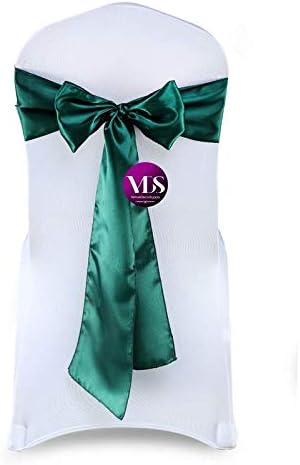 VDS Satin Chair Sashes Chair Cover Back Tie Sateen Bows Ribbon for Wedding Birthday Graduation Engagement Ceremony Event Party Banquet Venue Hotel All Dining Chair Decoration (10PC) (Hunter Green)