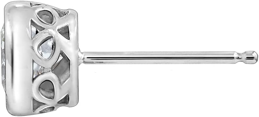 Skiennix Sterling Silver Bezel Set Stud Earrings - Platinum or Gold Plated with Infinite Elements Zirconia