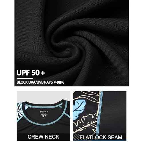 FISHEAL UPF 50+ Mens Swim Shirts, Long Sleeve Sun Protection Shirt, Quick Dry UV SPF Rash Guard for Beach Water Fishing