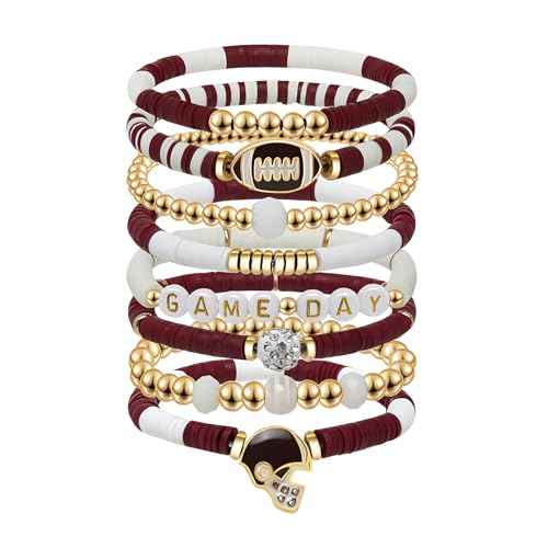 Artlunar Game Day Football Charm Bracelet: Stackable Sports Jewelry for Moms & Dads - Perfect for Football Fans