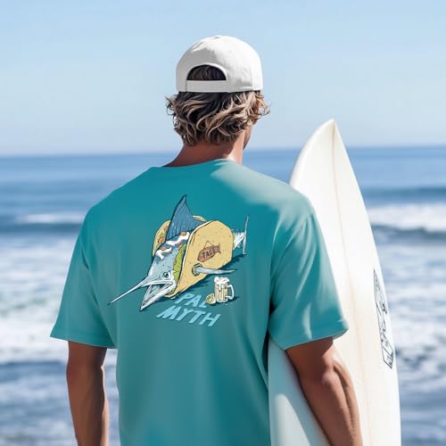 Palmyth Fishing Shirts for Men Short Sleeve UPF 50+ Sun Protection UV T-Shirt Tee