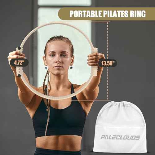 Pilates Ring Set, Pilates Essential Kit with Pilates Ring and Ball, 2.2lb *2 Ergonomic 7-Shaped Dumbbells, Portable Bag & Training Poster, at Home Workouts Pilates Sets for Women