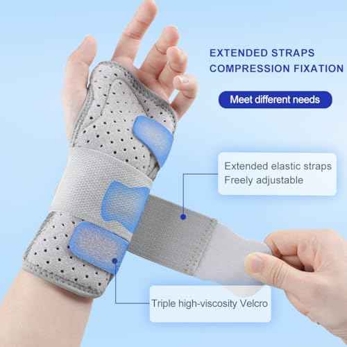 Carpal Tunnel Wrist Brace Night Support with Splints Left Hand, Hand Brace for Arthritis, Tendonitis, Sprain, Injuries, Wrist Pain Relief, Wrist Immobilizer Adjustable Straps and Breathable for Women and Men