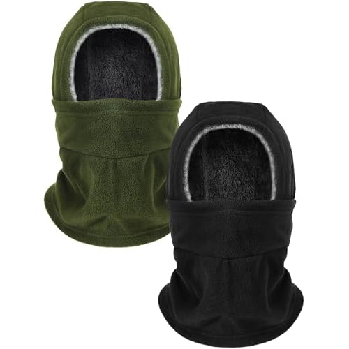 Geyoga Winter Fleece Balaclava Hat for Men Women Full Face Covering Scarf Hood Ski Mask with Drawstring