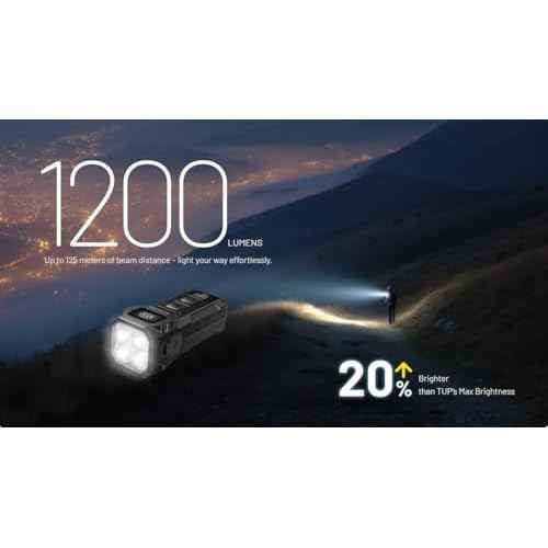 Nitecore TUP2 (Tup 2) 1200 Lumen Rechargeable Keychain Flashlight ? Multi-Color Temperature (Warm/Neutral/Cool) EDC Light USB-C Fast Charging Digital Display Lightweight Sticker (Blue)