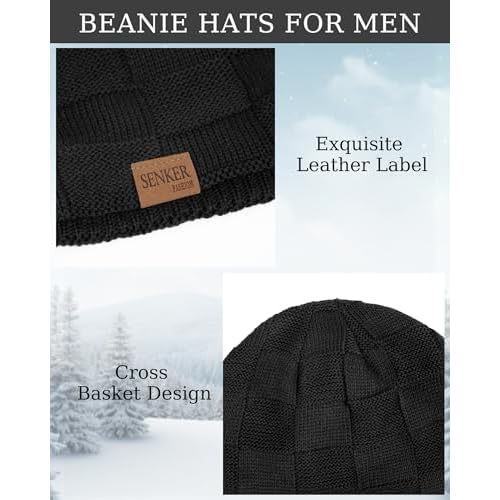 Senker Fashion Slouchy Beanie for Men Women, Oversized Winter Beanies Hats Warm Thick Stocking Caps for Gifts Outdoor