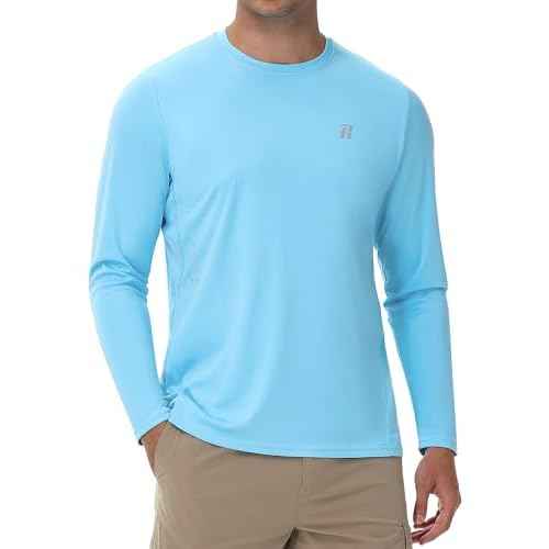 Runhit Men's UPF 50+ Sun Protection Shirts Long Sleeve UV Swim Shirt Fishing Hiking Running Rash Guard Quick Dry Lightweight