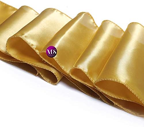 VDS Satin Chair Sashes Chair Cover Back Tie Sateen Bows Ribbon for Wedding Birthday Graduation Engagement Ceremony Event Party Banquet Venue Hotel All Dining Chair Decoration (125PC) (Gold)
