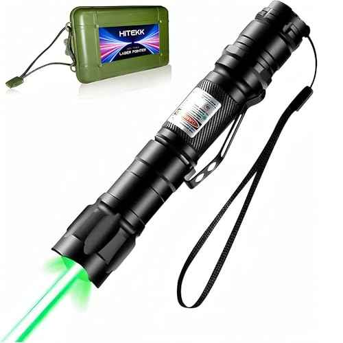 HITEKK High Power Green Laser Pointer | Tactical Green Laser Pointer | Single Press On/Off Tactical Lazer Pointer | Rechargeable Long Range Lazer Pointer and Carrying Case