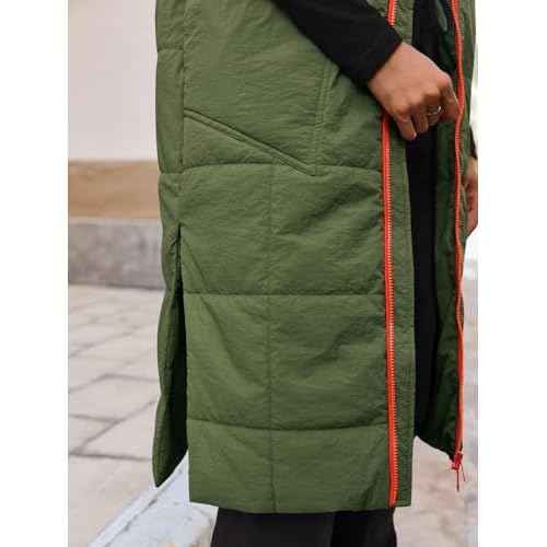 Cicy Bell Womens Long Quilted Puffer Vest Lightweight Sleeveless Winter Jackets Side Slit Packable Coats