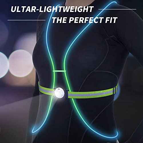 LED Reflective Running Vest with Front Light,Running Lights for Runners,Reflective Running Gear for Men/Women Running,Cycling or Walking, High Visibility Warning LED Lights