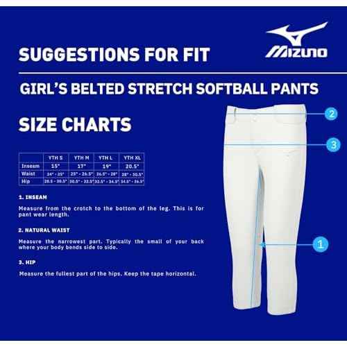 Mizuno Girl's Belted Stretch Softball Pant