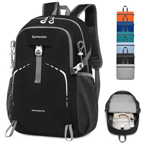 35L Lightweight Packable Backpack ? Durable Foldable Daypack for Travel, Hiking, and Gym (Black)