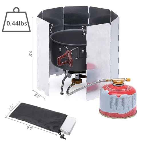 Outdoor Stove Windscreen Ultra light Aluminum foldable Camping Stove Windshield with Carrying bag for Butane Stoves Picnic (8 Plates)