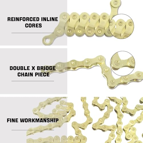 6/7/8/9/10/11/12 Speed Bike Chain ? High-Strength, Durable & Smooth-Shifting for Road/Mountain Bikes (Gold-9-Speed)