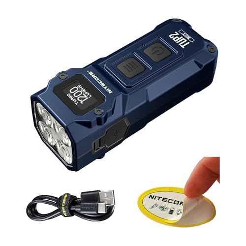 Nitecore TUP2 (Tup 2) 1200 Lumen Rechargeable Keychain Flashlight ? Multi-Color Temperature (Warm/Neutral/Cool) EDC Light USB-C Fast Charging Digital Display Lightweight Sticker (Blue)