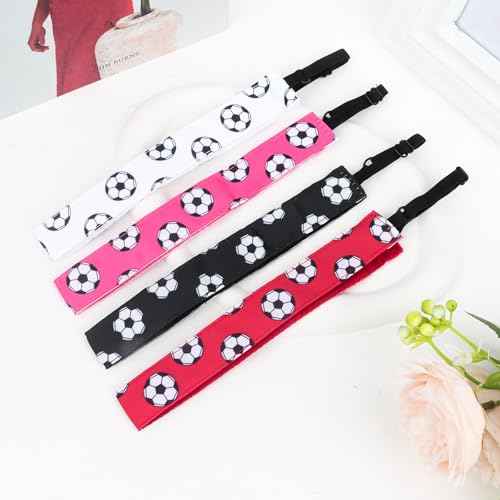 4Pcs Soccer Headbands Sport Headband for Boys and Girls Elastic Head Band Adjustable Football Hair Band Stretch Elastic Athletic Head Band Pack